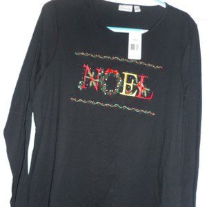 Black beaded Christmas shirt, Size 1X